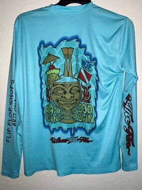 What the Fin Long Sleeve Performance Shirt – Tiki Graphic – Medium